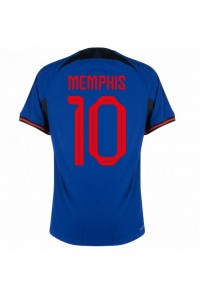 Alankomaat Memphis Depay #10 Jalkapallovaatteet Vieraspaita MM-kisat 2022 Lyhythihainen